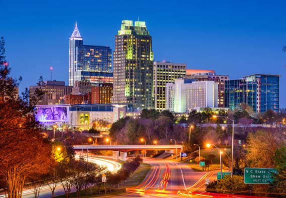 raleigh skyline at night