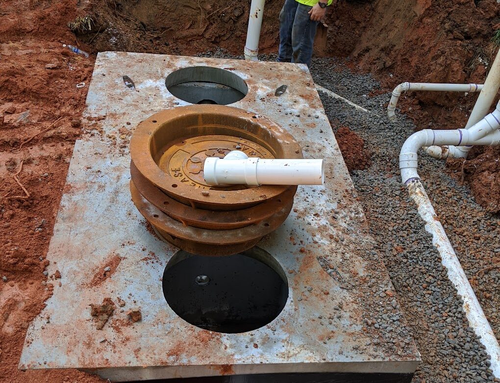 Hole in ground for plumbing